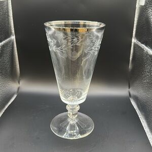 Gorgeous Vintage Etched Clear Crystal Stemware Trimmed in Platinum